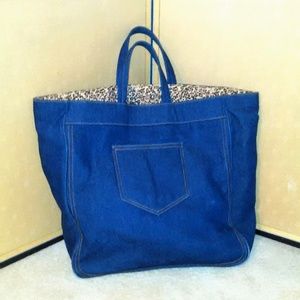 Dana Buchman Denim Tote with Animal Print Lining
